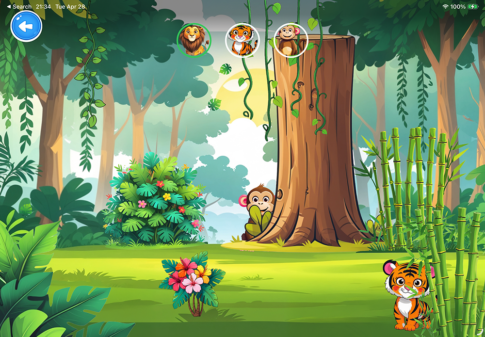 Jungle — find lion, tiger, and monkey